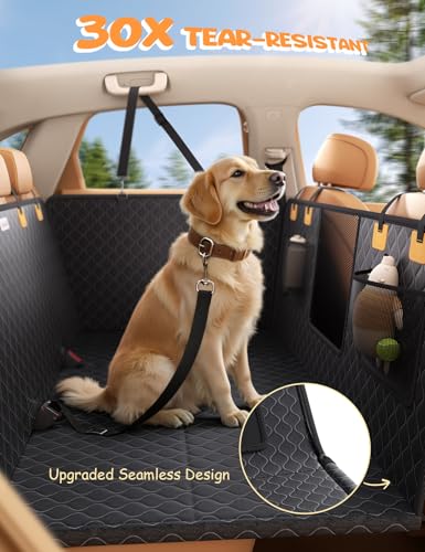 Lamicall Dog Car Seat Cover for Back Seat - [Upgraded Anti-Ripped] Back Seat Extender for Dogs Hard Bottom, Waterproof Dog Hammock for Car with Mesh Window, Pet Backseat Protector SUV & Small Truck XL - size: For Full Size Truck /Full Size SUV