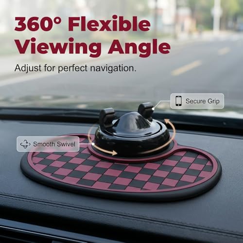 Multifunction Car Anti-Slip Mat, Non-Slip Dashboard Mat with 360° Rotating Phone Holder Temporary Parking Number Plate, Dashboard Grip Pad (Black) - color: Black