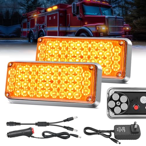 Nilight 2PCS 42LED Amber Magnetic Strobe Lights Portable Warning Hazard Light Surface Mount Waterproof 5 Patterns for 12V 24V Cars Trucks Van Off Road Vehicles ATV - color: 42LED Amber