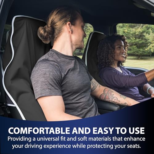 Dri Seats Waterproof Car Seat Cover – Premium Sweat Towel with Slip Resistant Backing for Front Seats in Cars, Trucks, SUVs – Universal Seat Covers & Liner, Easy Install (Black, Large) - color: Black, size: Large