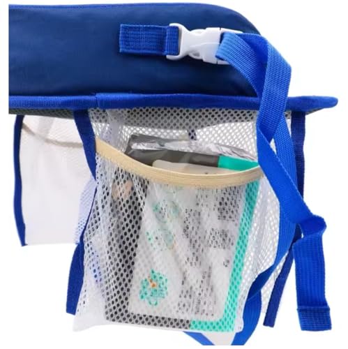 Kids Travel Tray for Car Seat – Toddler Lap Desk with Dry Erase Board, No-Drop Tablet Holder, Cooler Cup & Snack Storage, Road Trip Essentials for Airplane & Car Activities (Blue)