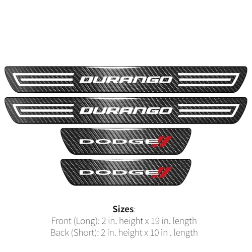 iPick Image for Dodge Durango X-Large Black Real Carbon Fiber 4 Pcs Universal Door Sill Step Protector Guard Decal Plates - color: Black-XL