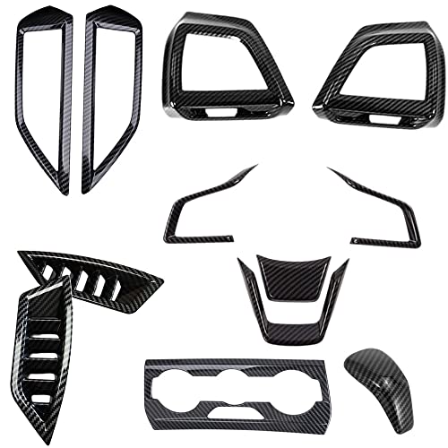 Full Set Interior Decoration Trim Kit Center Console Trim Air Outlet Automotive Steering Wheel Cover Accessories 12Pcs for Subaru Crosstrek 2018-2023 Forester 2019-2023 Impreza 2017-2023 - color: Carbon Fiber