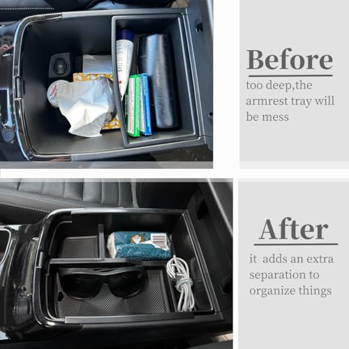 Compatible with Kia Telluride 2026-2020 Center Console Armrest Storage Tray Box ABS Insert Organizer Glove Console Separation Glove Pallet Phone Holder Full Cover - size: for Telluride 2020-2026