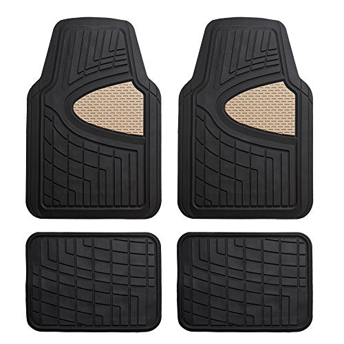 FH Group Automotive Floor Mats - Heavy-Duty Rubber Floor Mats for Cars, Universal Fit Full Set, Climaproof Floor Mats, Trimmable Floor Mats for Most Sedan, SUV, Truck Floor Mats Beige - color: Beige, style: Full Set Floor Mats