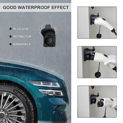 EV Charger Holder, Wall Mount Electric Car Charging Cable Organizer for SAE J1772 Charger, Space-Saving Nozzle Holster Dock Cable Hanger for Electric Vehicle Charging