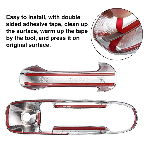 X AUTOHAUX 4pcs Chrome Plated ABS Exterior Side Door Handle Cover Trim for Dodge for Ram 1500 2500 3500 2002-2008 Silver Tone Outer Door Handle Cover Decoration