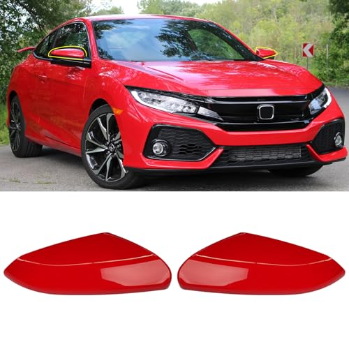 Moonlinks 2PCS Compatible with 2016-2021 Honda Civic Passenger and Driver Side Mirror Cover Replacement,Red Mirror Cap for 10th Gen Civic,2019-2022 Insight(LH+RH) - size: 10th-Pair Red
