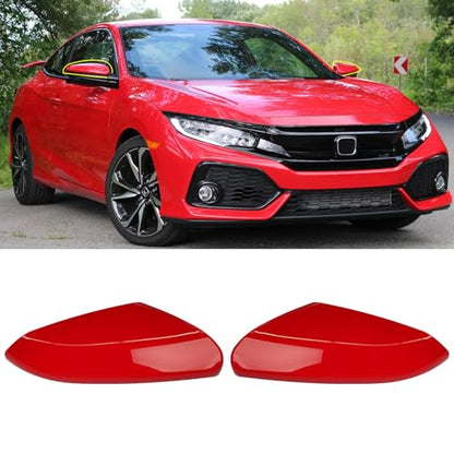 Moonlinks 2PCS Compatible with 2016-2021 Honda Civic Passenger and Driver Side Mirror Cover Replacement,Red Mirror Cap for 10th Gen Civic,2019-2022 Insight(LH+RH) - size: 10th-Pair Red