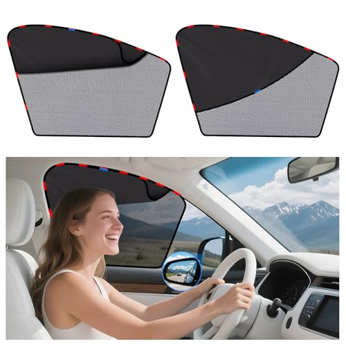 ZATOOTO Car Window Shades Upgraded Driver Side Window Shade with Blackout Layer Foldable Desgin Adjustable Half-Blackout & Mesh Design Just Snap by Magnet Universal for Most Cars - color: Gray