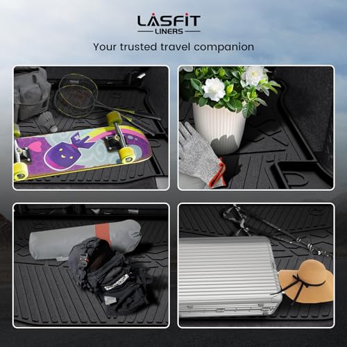 LASFIT Trunk Mat for Jeep Wrangler 2011-2018 JK Unlimited 4-Door Without Subwoofer (NOT for JL or 2-Door) All Weather TPE Custom Fit Cargo Mat Trunk Liner Cargo Liner, Black - style: Wrangler JK 2011-2018 Cargo Mat
