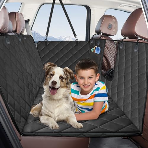 Kytely Back Seat Extender for Dogs,Hard Bottom Dog Car Seat Cover for Back Seat Support 400lb, Waterproof Dog Car Hammock Travel Bed for Car SUV Truck - color: Black, size: Standard with Hard Bottom