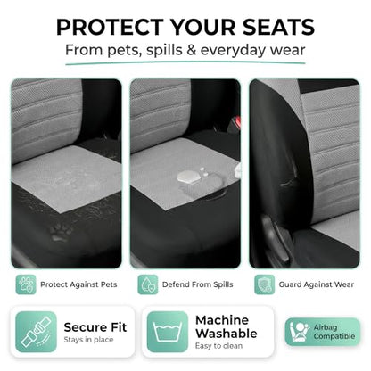 FH Group Gray Polyester Car Seat Cover, 3D Air Mesh, Front Set, Airbag Compatible, Universal Fit for Cars Trucks SUVs - color: Gray, size: Front Set