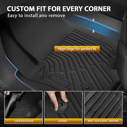 Powerty Floor Mats for 2021-2025 2026 Chevrolet Chevy Tahoe/GMC Yukon 7 Passenger Car Mats, All Weather TPE Custom Cargo Liner Seat Back Covers Protectors Full Set Car Accessories (Not for Yukon XL) - size: 2)Chevy Tahoe/GMC Yukon 7Seater｜21-26｜Full Set
