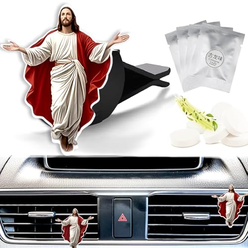 Cute Car Air Freshener Clips Christian Jesus Car Vent Clip Jesus Cars Scents Cologne Air Conditioner Clip Auto Vent Interior Decoration Cars Accessories Religious Gifts for Women Men - color: Jesus