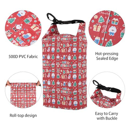 Boat First Aid Kit Waterproof, WELL-STRONG Marine Emergency Kit with Roll Top Dry Bag for Boating Fishing Kayaking – Water-Resistant Contents for Camping & Beach（Christmas） - color: Ws011-christmas