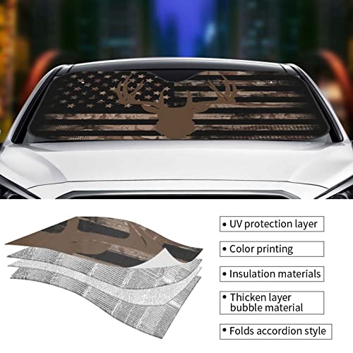 American Flag Camouflage Car Windshield Sunshade Front Window Sun Visor Protector Foldable Shield Cover for Truck SUV - color: White9