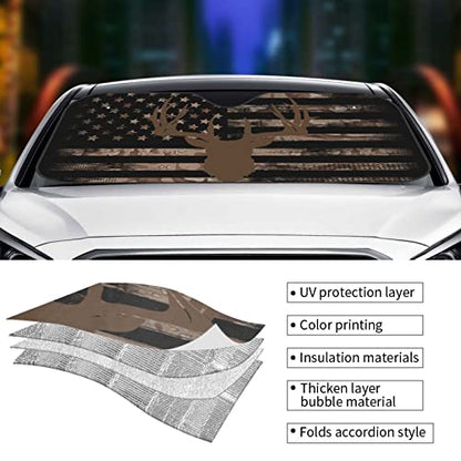 American Flag Camouflage Car Windshield Sunshade Front Window Sun Visor Protector Foldable Shield Cover for Truck SUV - color: White9