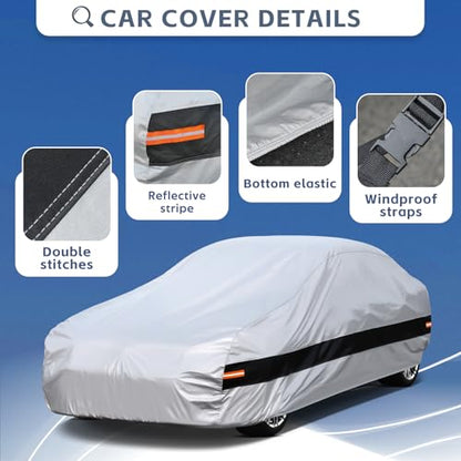 10 Layers Car Cover Custom fit for Ford Mustang/Shelby (1964-2024) Waterproof All Weather for Automobiles, Outdoor Full Cover Rain Sun UV Protection.Silver - size: Custom Fit for Ford Mustang