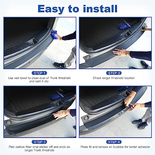 Rear Bumper Protector for 2023 2024 2025 Honda Accord | Easy Install No Bubble Guard | Flexible Carbon Fiber Texture | Anti-Scratch Trunk Lip Protection (39.76 x 3.34 in) - size: Honda Accord 11th Generation
