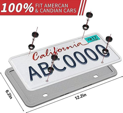 XCLPF Silicone Gray License Plate Frame Covers 1 Pack- Front and Back Car Plate Bracket Holders. Rust-Proof, Rattle-Proof, Weather-Proof (Gray) - color: 1 Pack Gray