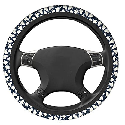 Swono Steering Wheel Covers Cute Ghosts, Halloweeen Funny Dancing Ghosts Non Slip Neoprene Car Wrap Cover Comfort Grip Stretch-On Automotive Steering Wheel Protector 15 Inch - color: Cute Ghosts