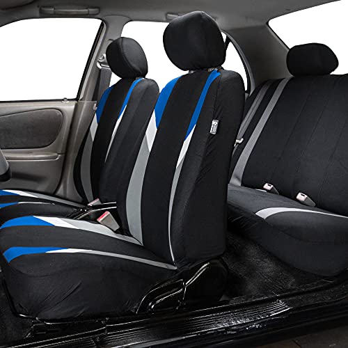 FH Group Premium Modernistic Flat Cloth Car Seat Covers – Universal Fit, Washable Seat Covers for SUV Sedan Van, Blue, Full Set - color: Blue, size: Full Set