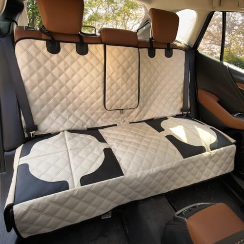 Pet Bench Seat Covers for Mid-Size Sedans and SUVs, Heavy Duty Nonslip Car Seat Protector for Child Car Seat, Waterproof Back Seat Covers for Dogs and Kids, Armrest & Seatbelt Access(Beige) - color: Beige, size: M) Mid-size Sedans and SUVs