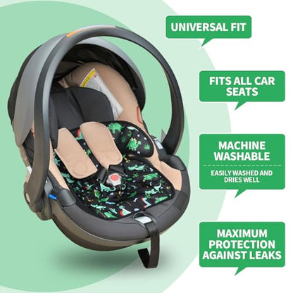 2 Pack Dinosaur Car Seat Protector for Potty Training Waterproof Piddle Pad Cover from Spillages Nappy Leaks Toilet Training Anti Slip Backing Strollers Carseat Liner for Toddlers Babies Summer - style: Dinosaur