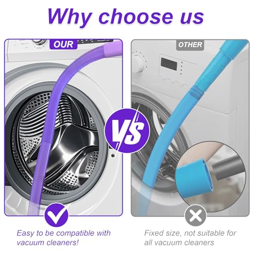 Upgraded Dryer Vent Cleaner Kit: Universal Vacuum Hose Attachment for Lint Removal Fits All Vacuums Cleaner Dryer Cleaning Tools for Clogged Ducts (Purple) - color: Purple