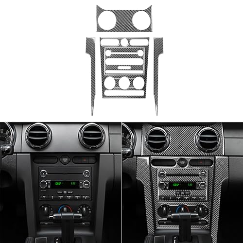 Center Console Panel Air Outlet Vent Kit Real Soft Carbon Fiber Accessories Decals Compatible with Ford Mustang GT Shelby 2005 2006 2007 2008 2009 Interior 7PCS - color: Console&vent Kit-black