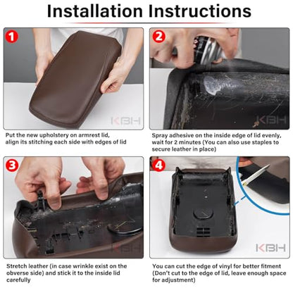 KBH Center Console Armrest Cover Replacement for Toyota Avalon 2013 2014 2015 2016 2017 2018, Vinyl Leather, Car Arm Rest Lid Skin Upholstery, Anti-Scratch, Black (Without Lid) - color: Black, size: Center Console Cover Replacement