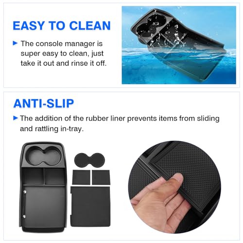 Autorder Lower Center Console Organizer for 2024-2026 Kia EV9 Accessories Bottom Center Console Insert Tray with Cup Holder Storage Box - size: 2024-2026 Kia EV9