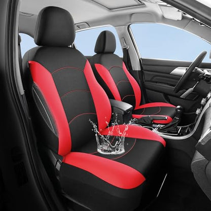 HChengkikz Car Seat Covers Full Set, Waterproof Neoprene Car Seat Covers, Airbag Compatible, Universal Automotive Seat Covers for Most Cars, SUVs, Trucks (Black + Red) - color: Black Red, size: Full Set