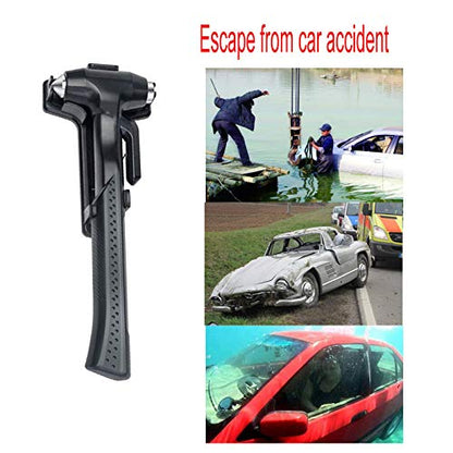 Car Window Breaker, Glass Breaker and Seatbelt Cutter, Emergency Car Glass Safety Hammer, Window Punch Seatbelt Cutter for Family Rescue & Auto Escape Tools(Black) - color: Black