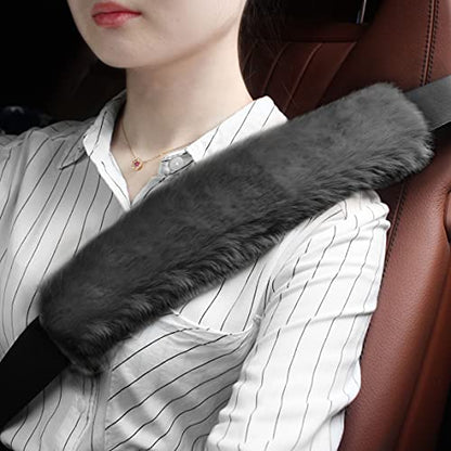 GAMPRO Car Seat Belt Pad Cover, 2-Pack Soft Car Safety Seat Belt Strap Shoulder Pad for Adults and Children, Suitable for Car Seat Belt, Backpack, Shoulder Bag - color: gray