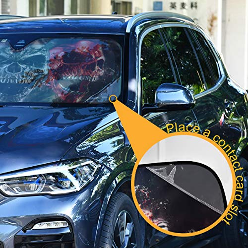 3D Metal Skull Car Windshield Sunshade Foldable Reflective Sun Shade Blocks UV Rays - color: Skull 2