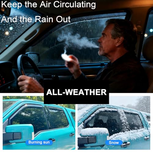 in-Channel Window Rain Guards Fits Ford F150 2015-2025 SuperCrew, Window Deflectors Vent Visors for 2017-2022 F250 F350 F450 F550 Crew Cab, 4 Full-Size Doors - size: 2015-2026 F150 SuperCrew