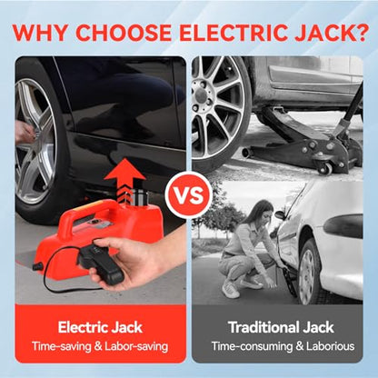 Trihelper Electric Car Jack 5 Ton 12V Hydraulic Jack Portable Car Lift Floor Jack Stand for Sedans SUV MPV Sedan Truck Change Tires Garage Repair Roadside Emergency Kit - color: Red Jack Only