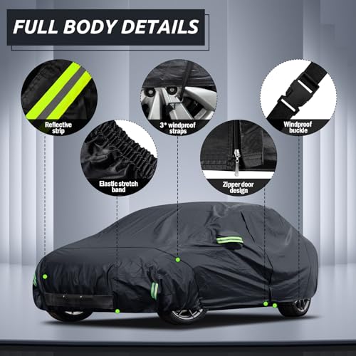 Migaven 6 Layers Car Cover Custom Fit for Model 3 Car Cover 2017-2026 Waterproof Full Exterior Cover Rain Snow Protection with Charging Port Ventilated Mesh Door Zipper - size: 6Layer For Model 3