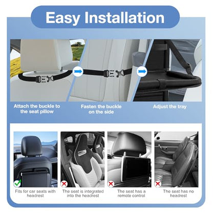 Car Backseat Organizer with Table Tray(2-Pack) 9 Storage Pockets Backseat Car Organizer and storage with Tablet Holder, Kick Mats Back Seat Cover for Kids family Road Trip Essentials Travel - style: 2 Pack with Food Tray-Black
