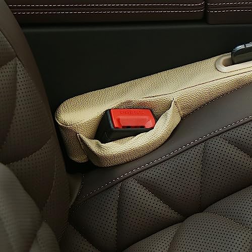 Car Seat Gap Filler 2 Pack,Car Seat Gap Filler Organizer,Car Seat Gap Plug with Storage Slot,3 in 1 Car Seat Gap Filler,Prevent Small Items from Falling(Beige) - color: beige