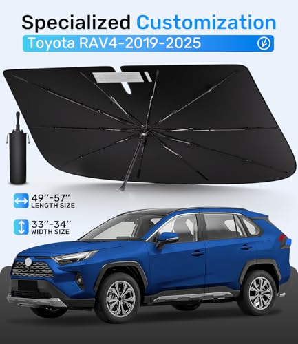 Zanch Upgrade Windshield Sun Shade, Custom Fit for Toyota RAV4 2019-2025 [Titanium-Silver Reflective Coating] Blocks 99% UV & Heat, Sunshade Umbrella for RAV4 2019 2020 2021 2022 2023 2024 2025 - size: For Toyota RAV4 (2019-2025)