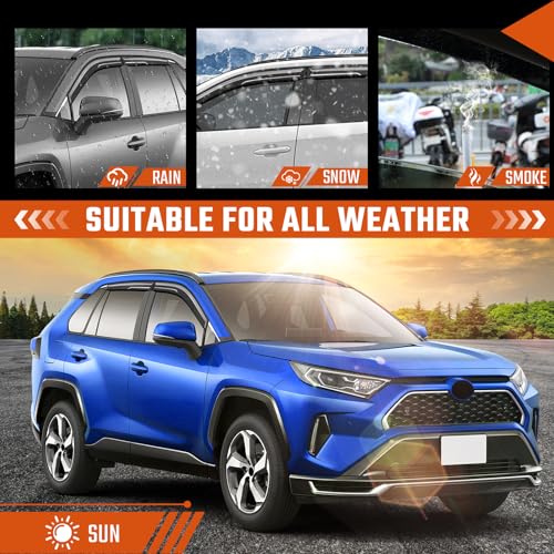 Rain Guards Fit for Toyota RAV4 2019 2020 2021 2022 2023 2024 2025, Tape-On Window Deflector Extra Durable Side Sun Rain Guard 2019-2025 RAV4 Visor Deflectors Black 4 PCS - size: Fit for Toyota RAV4 2019-2025