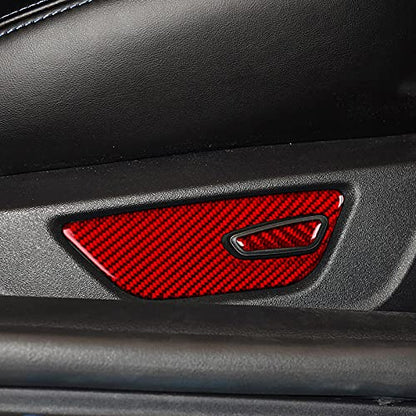 Car Seat Button Sticker Carbon Fiber Decal for Ford Mustang 2015 2016 2017 2018 2019 2020 2021 2022 2023 Accessories - color: Seat Button