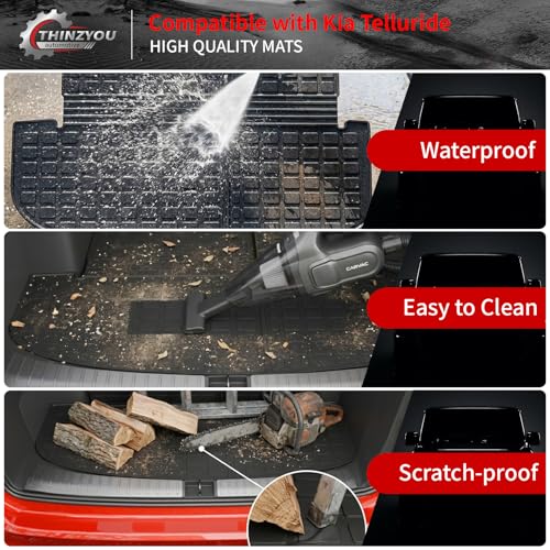 Cargo Mat Compatible with 2020-2025 Kia Telluride (NOT for 2027) Trunk Mat Cargo Liner Trunk Liner All Weather Back Seat Protector 2024 Telluride Accessories (Trunk Mat with Backrest Mat) - style: For Kia Telluride | 2020-2025