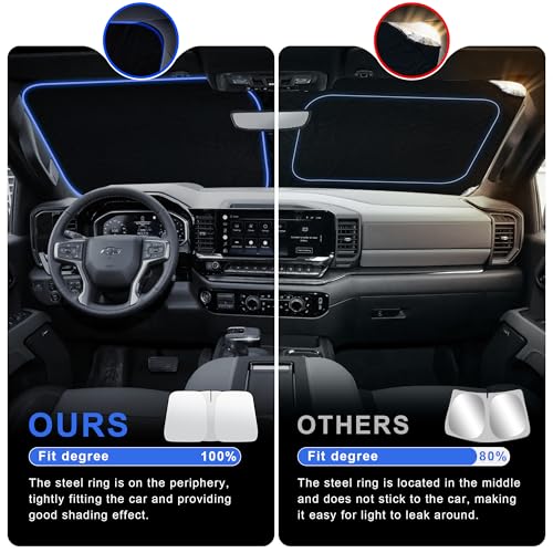2026 Upgrade Front Windshield Sunshade fit for Chevrolet Silverado 1500 2019-2025 2026 Reflector Foldable Car Shade Automotive Windshield Sunshades for Chevrolet Silverado 1500 Windshield Sun Shade - size: Fit for Chevrolet Silverado 1500 2019-2026