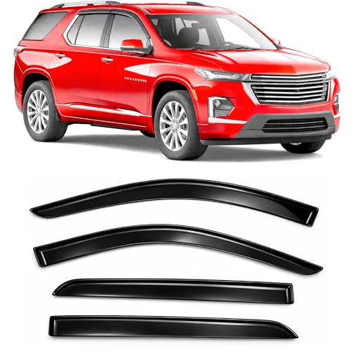2018-2023 Tape-On Rain Guards for Chevrolet Traverse Side Window Visor Deflectors LS LT RS Premier True North High Country Durable Tinted Shades 2019 2020 2021 2022 - size: For Chevy Traverse 2018-2023