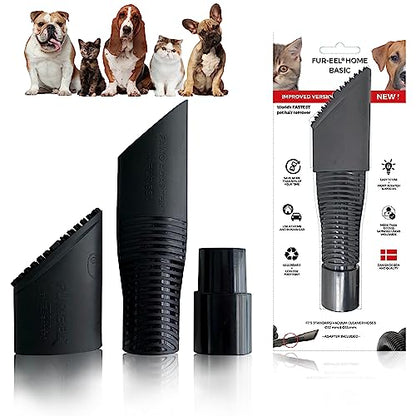 Fur-EEL Pet Hair Removal Tool for Car & Home | Universal Vacuum Attachment for Dog & Cat Hair | Fits 1-1/4" or 1-3/8" Hoses | Lint Remover with Soft Rubber Bristles | Easy to Clean & Reuse - color: Pro V.1.0