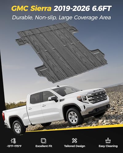 3W Truck Bed Mat Fit 2019-2024 2025 2026 Chevy Silverado 1500 & GMC Sierra 1500 6.6FT Standard Bed (Not Fit 5.5'/5.8'/6.8'/8.2' Bed) All Weather TPE Custom Fit Heavy Duty Pickup Accessories Trunk Mat - size: GMC Sierra 19-26 Truck Bed Mat 6.6FT